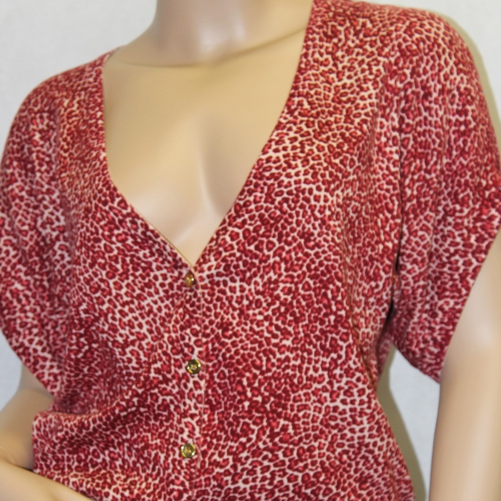 New York & Co. Red/Beige Cheetah Cardigan NWOT
